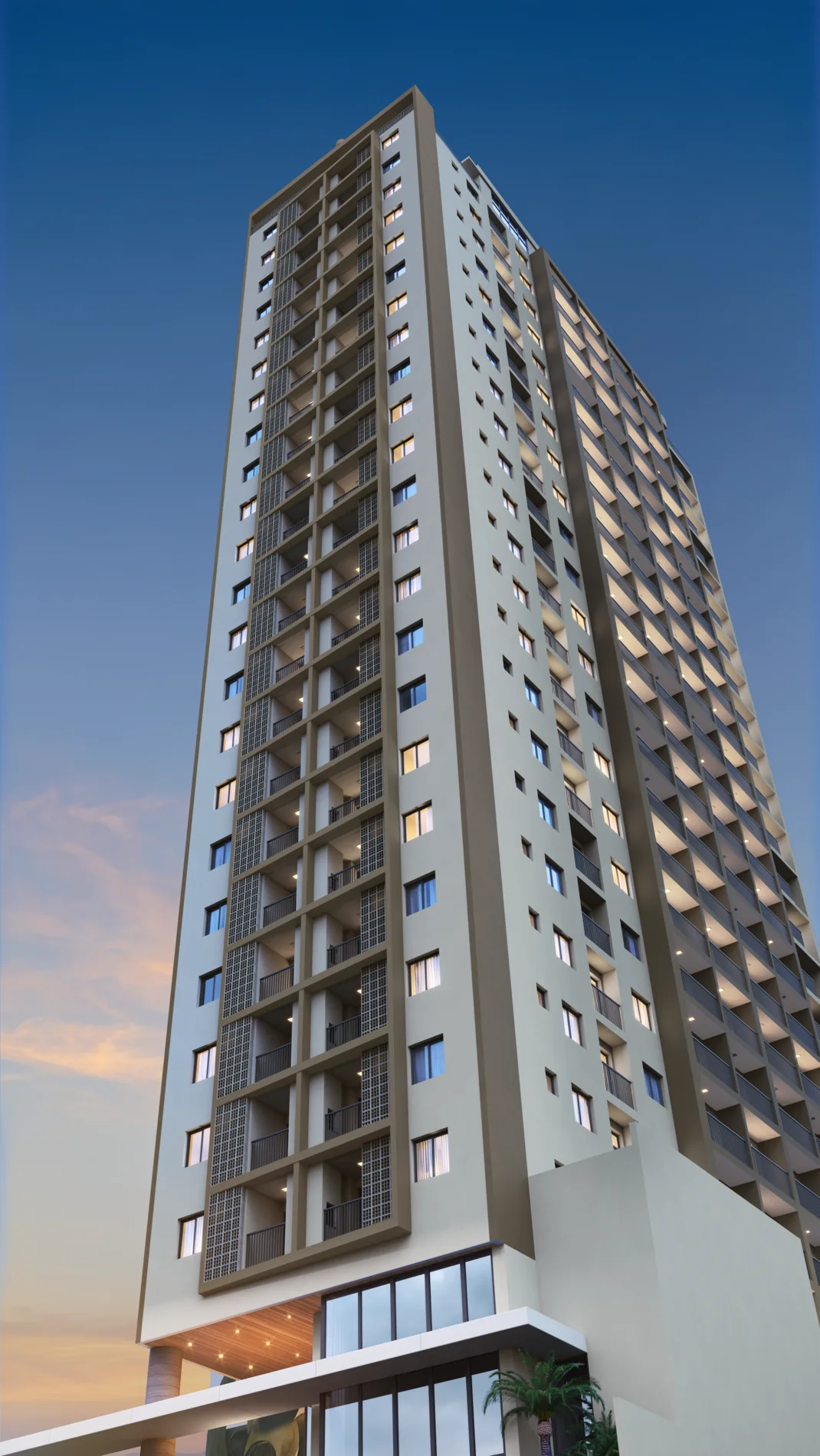 Fachada de edifício residencial contemporâneo