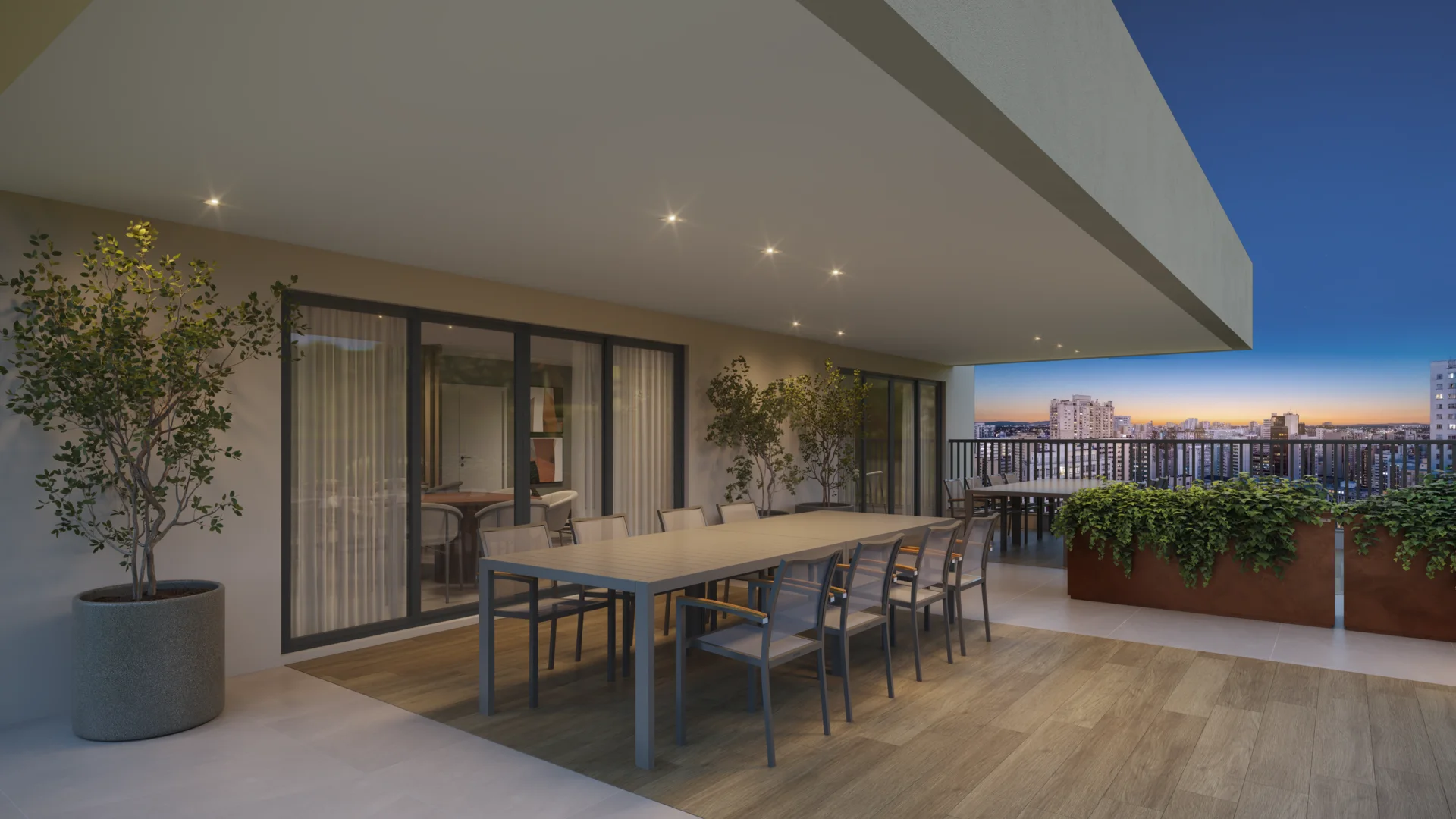 Varanda gourmet com vista para a cidade