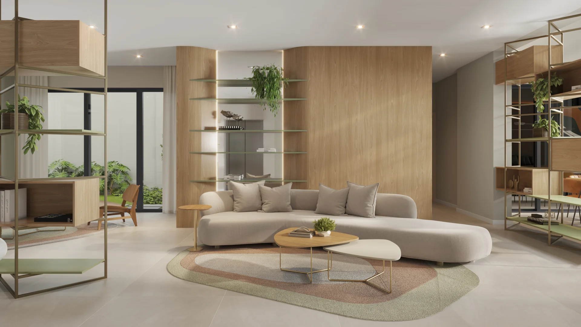 Lounge residencial com design contemporâneo